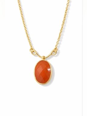 Red Envelope – Gold Plated Faceted Agate Carnelian Pendant Necklace